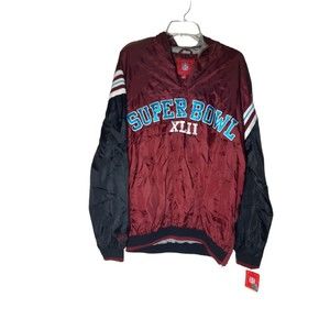 NFL TEAM APPAREL SUPER BOWL XLII PULL OVER HOODED JACKET SIZE LARGE 2008 NWT NEW